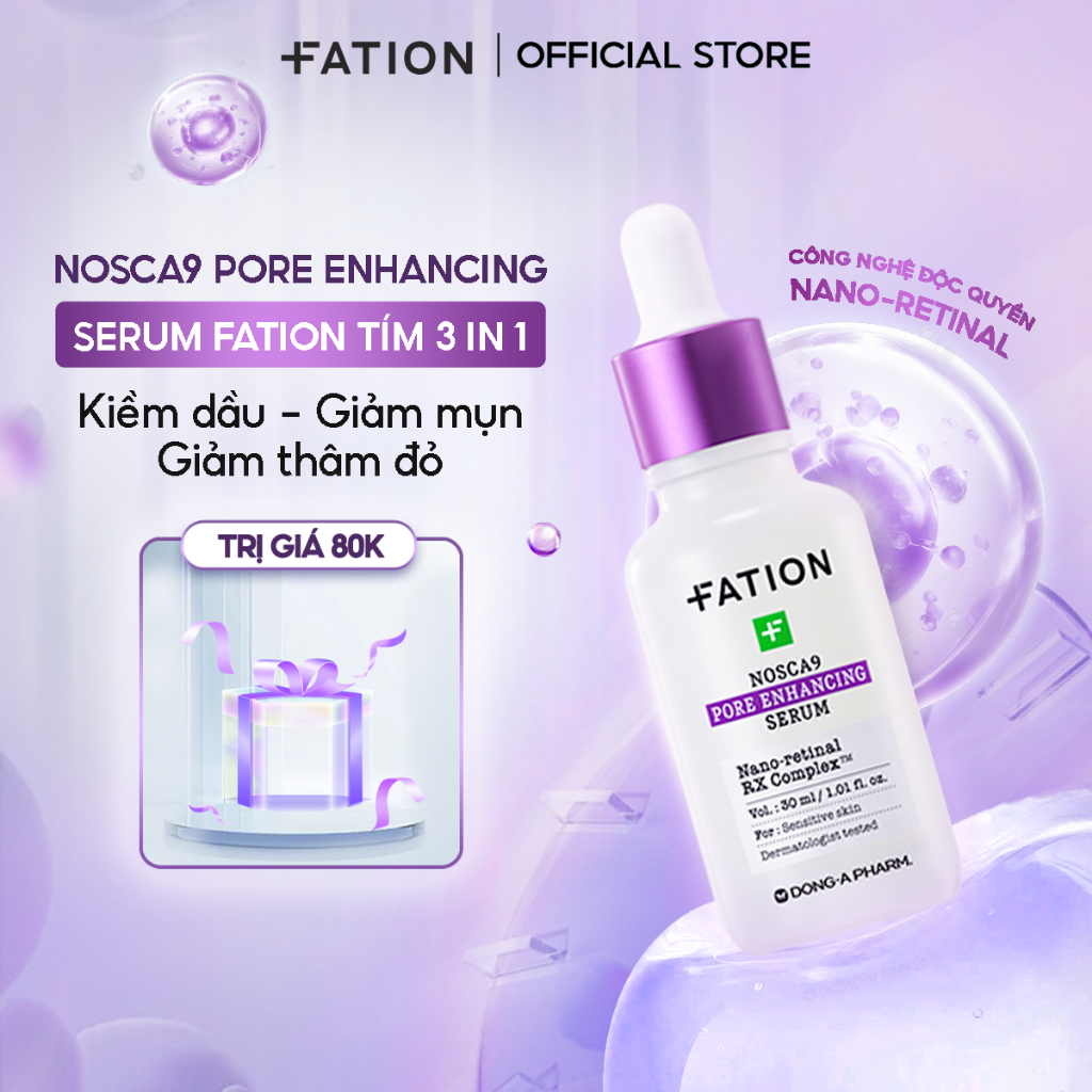 [NEW] - Serum Fation tím hỗ trợ kiềm dầu và Se Khít Lỗ Chân Lông - Fation Nosca9 Pore Enhancing Seru