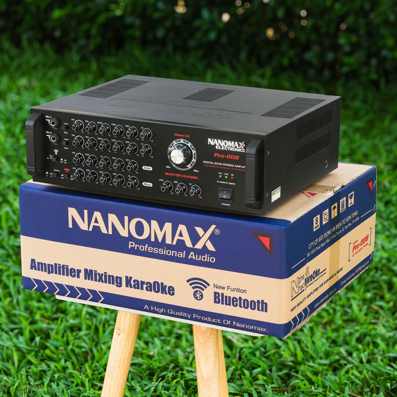 Amply Karaoke Nanomax Pro-008 – 830W, 12 Sò Công Suất, Bluetooth 5.0, Âm Thanh Ổn Định