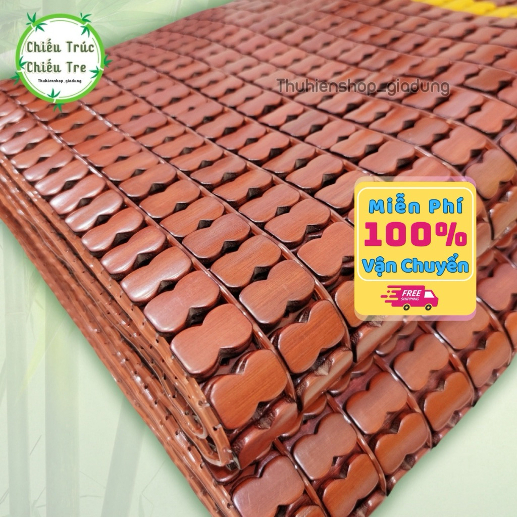 Chiếu tre chiếu trúc hạt cao cấp size 1m6 x 1m9 , 1m6 x 2m đen nâu không viền vải ( giao toàn quốc)