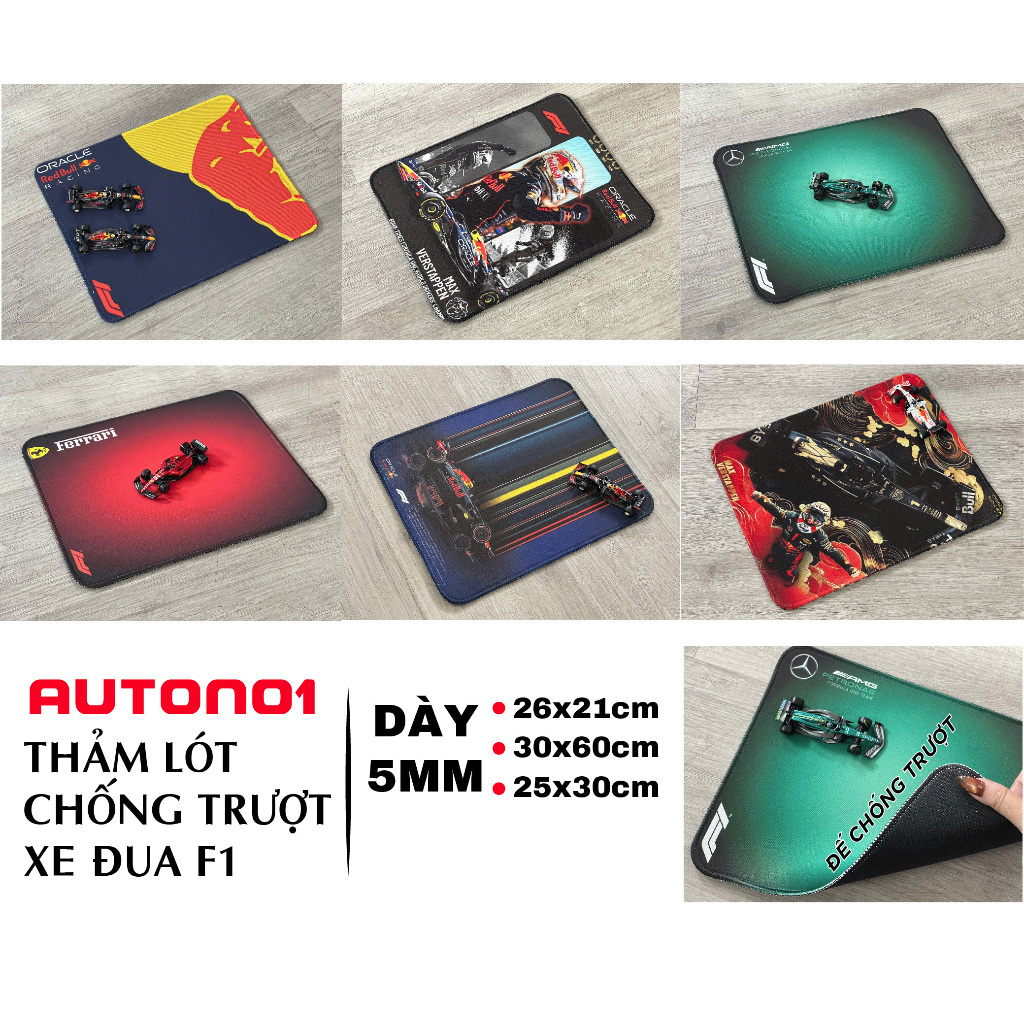 Phụ kiện chống trượt chủ đề siêu xe Ferrari F1 SF1000 thảm lót kích thước 21x26cm Autono1
