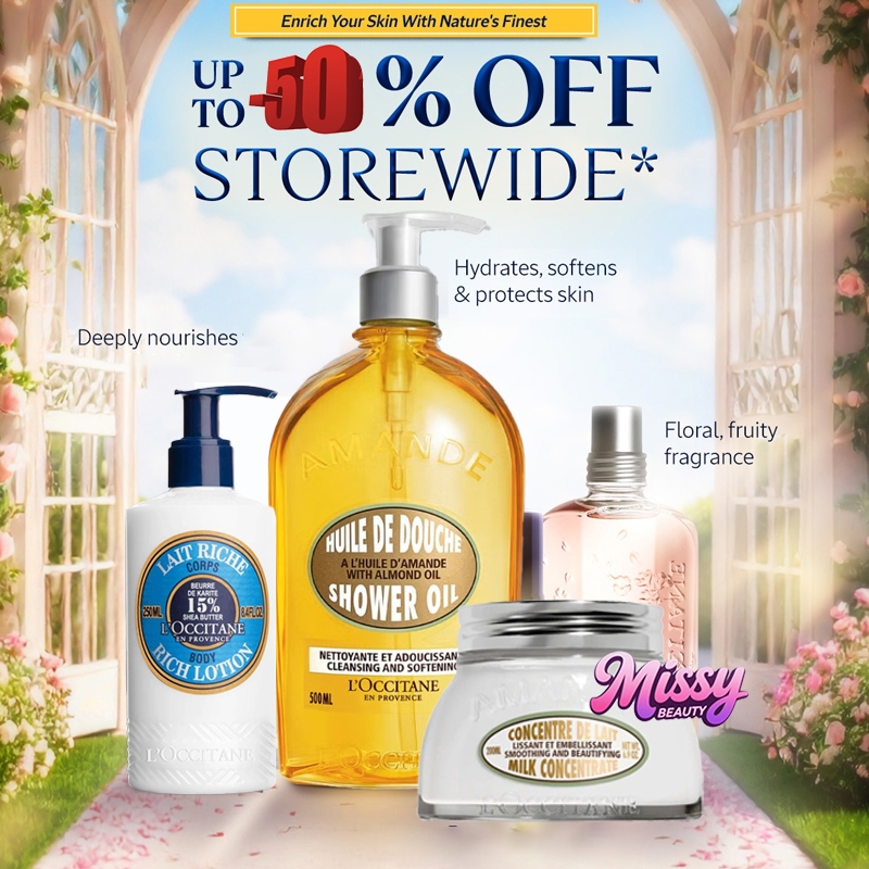L'Occitane Almond Milk Concentrate 200ml | Almond Shower Oil | Milk Veil Body Lotion | Almond Set