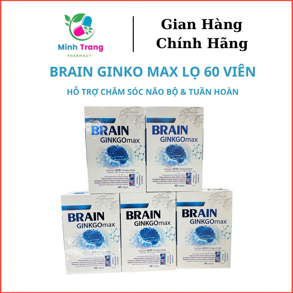 Brain GinkgoMax – Hỗ trợ tăng cường tuần hoàn não, cải thiện trí nhớ – Hộp 60 viên nang mềm