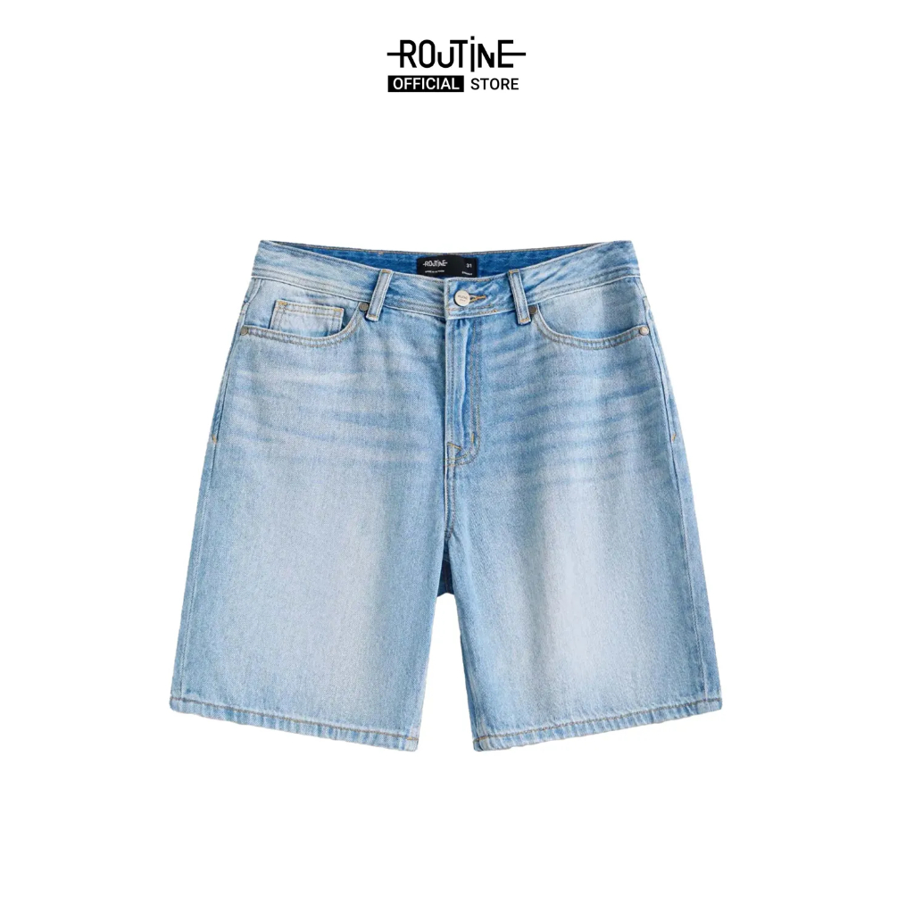 Quần Short Denim Nam Wash Nhẹ Vải mềm Form Straight  - ROUTINE 10F24DPS002R1