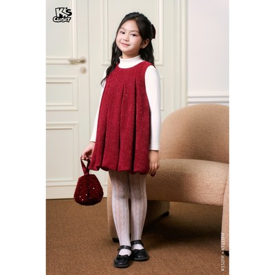 Váy Sát Nách K'S CLOSET Chất Liệu Dạ Nhung Mềm Dáng Trên Gối 5cm Cho Bé Gái Diện Tết Từ 10-46kg (2-12 Tuổi) Không Kèm Áo