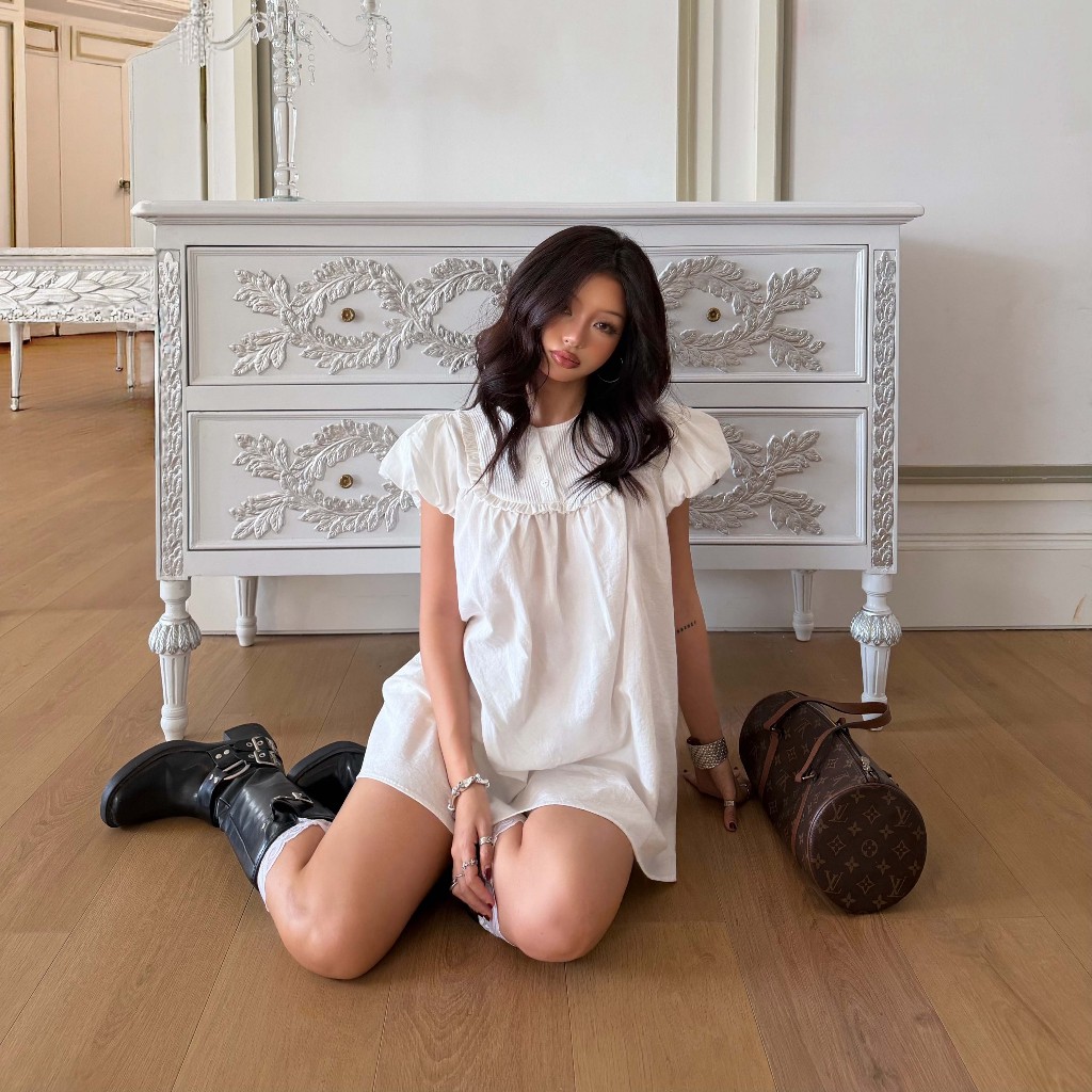 ONSRA - LUNA Váy Babydoll Cổ Tròn Bèo Tay Phồng | BigBuy360 - bigbuy360.vn