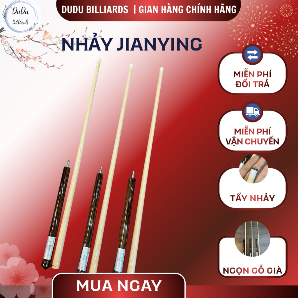 Gậy bida Nhảy ngọn mộc, cơ bida nhảy cá nhân Jianying cao cấp | gậy chuyên nhảy 2 khúc  Nam