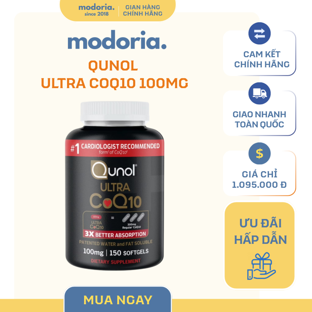 [modoria.] Viên Uống Hỗ Trợ Tim Mạch Qunol Ultra CoQ10 100mg – Mỹ