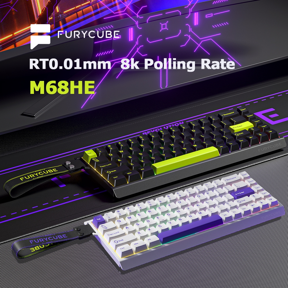 Bàn Phím Cơ Gaming FURYCUBE M68HE, Rapid Trigger, Switch Nam Châm, Hỗ trợ Hot-swap, Led RGB, 8k Poll