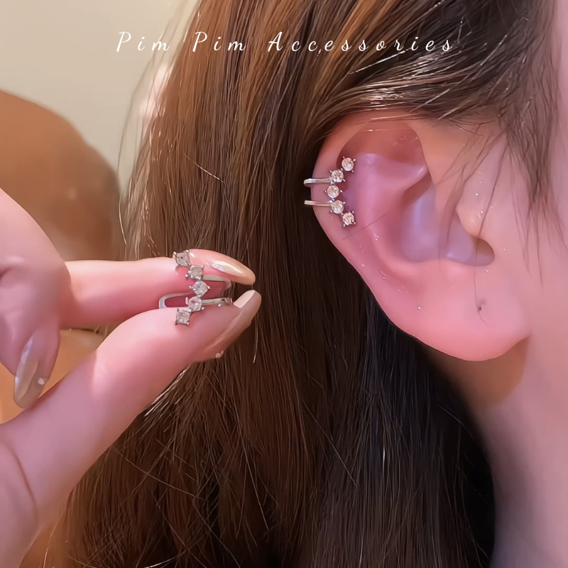 Bông Tai Ear Cuff Đính Đá Lấp Lánh 1 Chiếc – Khuyên Tai Leo Vành Cá Tính Phong Cách Hàn Quốc