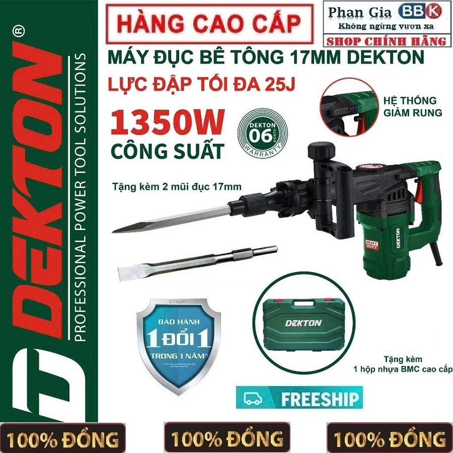 Máy Đục Bê Tông Dekton DK-DH3501 - Công suất 1500W - Lực Đập 18J - Bảo Hành 12 Tháng
