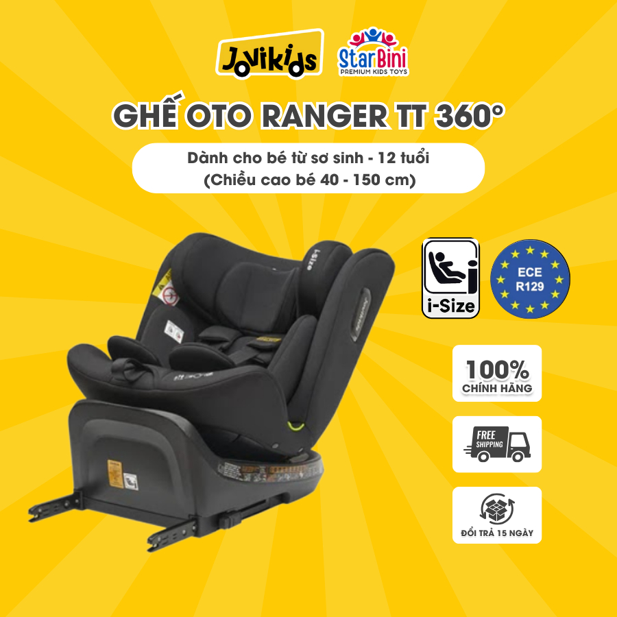 Jovikids Ranger TT - Ghế Ô Tô Cho Bé Xoay 360 - R129/i-Size + Isofix (cho bé cao 40 - 150 cm)
