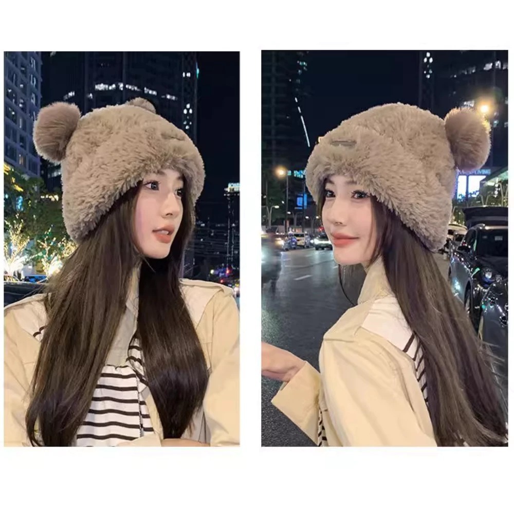 TD678 THANH LÝ Mũ Len Lông Tai Gấu Dễ Thương HanaX, Ấm Áp Mùa Đông 2025, Lông Mềm Mại, Ôm Mặt Nhỏ Gọ