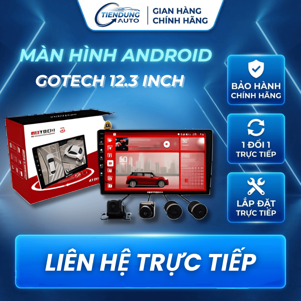 [HÀNG MỚI] Màn Hình Android  Gotech | 12.3 Inch | Liền Camera 360