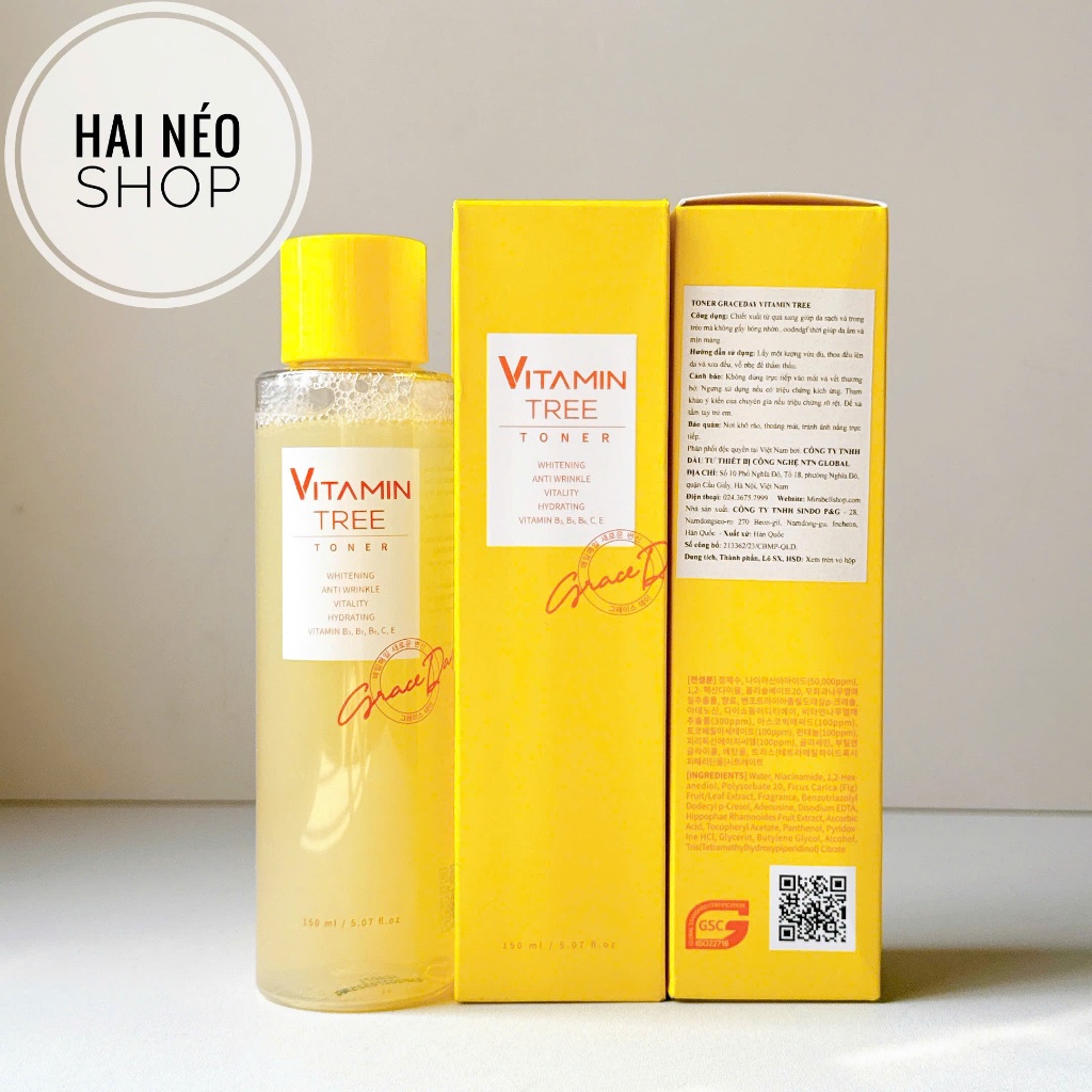 [DATE 25/05/2027] Nước hoa hồng 5% Niacinamide, Vitamin C, E, B5 & B6 trắng da mờ thâm GRACE DAY Vit