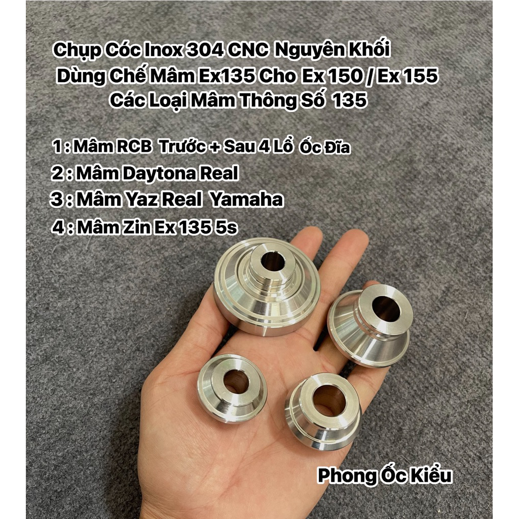 Chụp cóc inox 304 dùng để chế mâm Ex135  cho Ex 150 và 155.