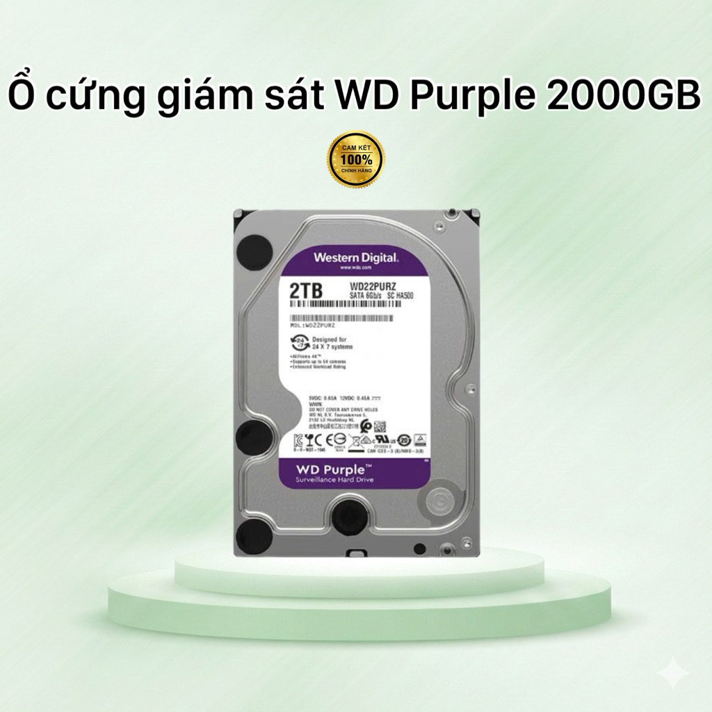 Ổ cứng giám sát WD Purple 2TB - 2000GB WD23PURZ