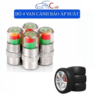 (42) Bộ 4 Nắp Van Lốp Xe Cảnh Báo Áp Suất Lốp 3 Màu Hiển Thị Kiểm Tra Dễ Dàng Bằng Mắt