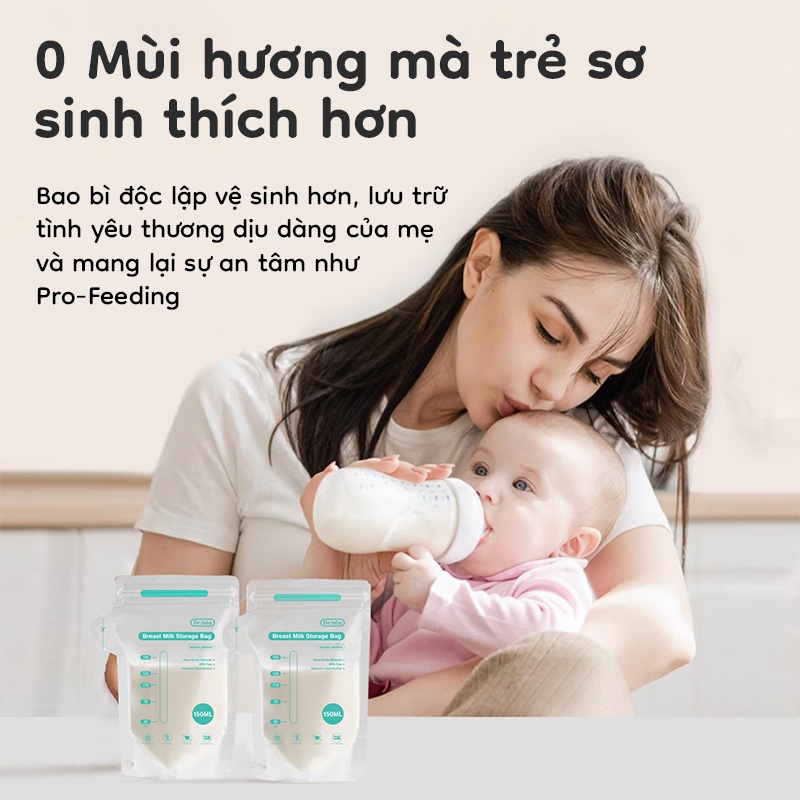 Dr.isla Túi trữ sữa mẹ chiếc  có khóa kéo không chứa BPA, chống rò rỉ 150ml MSB05