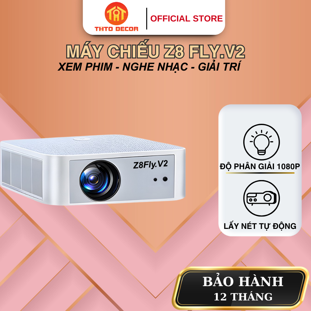 Máy Chiếu Z8 Fly V2 THTO DECOR độ phân giải 1080P Hỗ Trợ 4K Chiếu Bóng Đá Xem Phim Nghe Nhạc Cho Gia