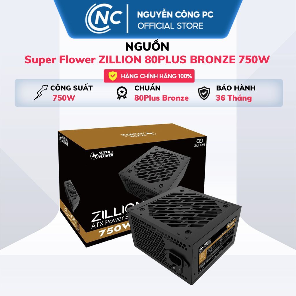 Nguồn Super Flower ZILLION 80PLUS BRONZE 750W - BH 36 tháng
