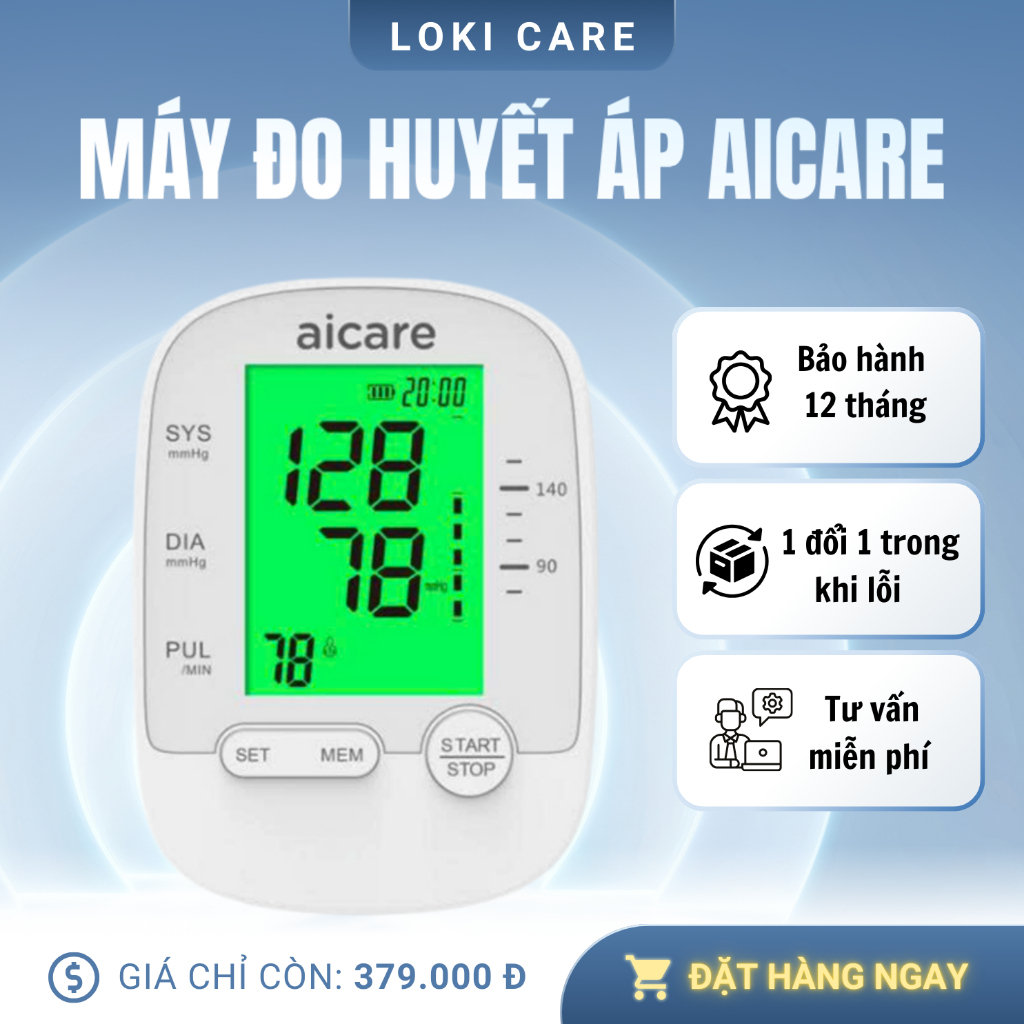 Máy Đo Huyết Áp Bắp Tay Tự Động Chính Hãng AICARE X5, Giọng Nói Tiếng Việt, Đo Nhanh, Chính Xác.