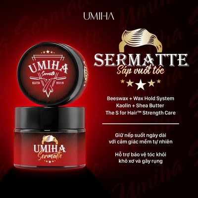 Sáp Vuốt Tóc UMIHA SERMATTE 65g Sáp Matte Nam Cao Cấp, Giữ Nếp 12h, Tạo Phồng, Không Bết, Chuẩn Barber