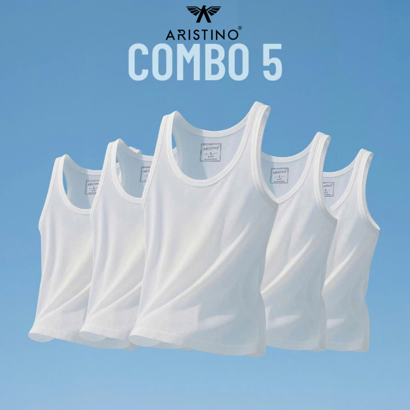 [COMBO 5] Áo ba lỗ Aristino AC21 chất liệu 100% Cotton cao cấp thấm hút mồ hôi vượt trội