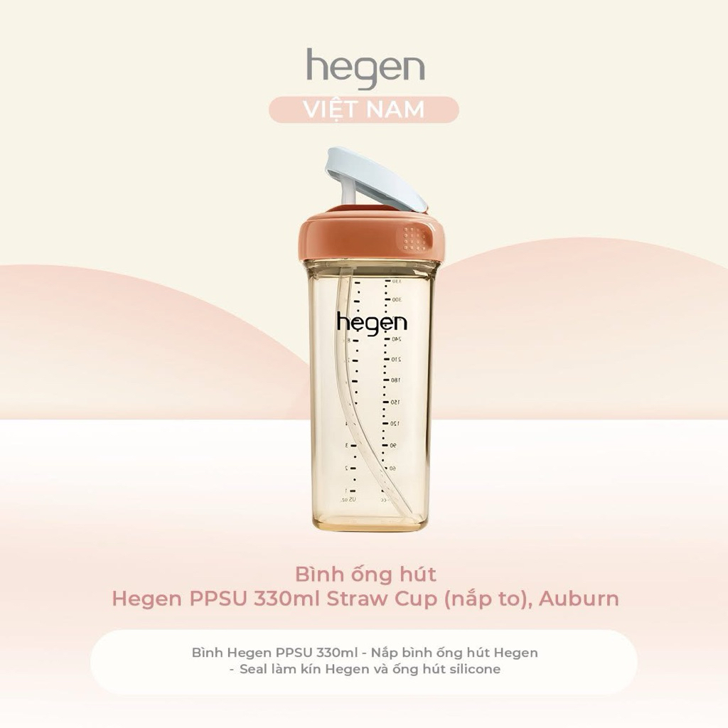 Bình tập uống có ống hút Hegen 330ml - Chính hãng
