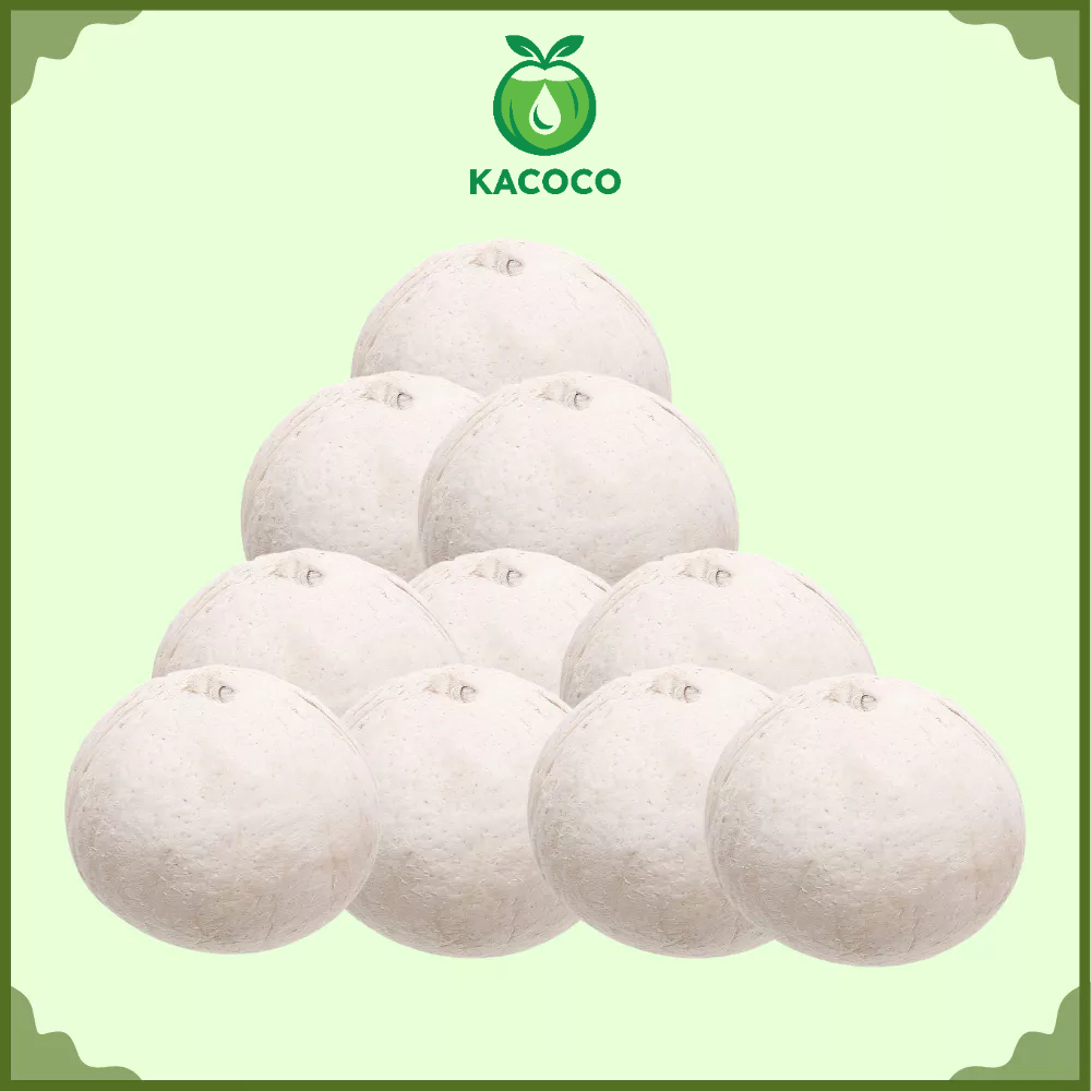 Set 10 Trái Dừa Xiêm Miền Tây Gọt Trọc Trắng KACOCO - Ngọt, Mỏng vỏ, nước nhiều, giảm nhiệt, tươi mát, uống liền