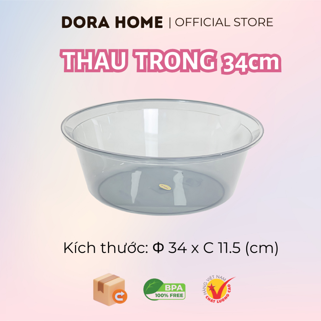 Thau Nhựa Tròn 34cm 3T4 – Nhựa Nguyên Sinh An Toàn, Không BPA – Đồ Gia Dụng Bền Chắc - DORA HOME