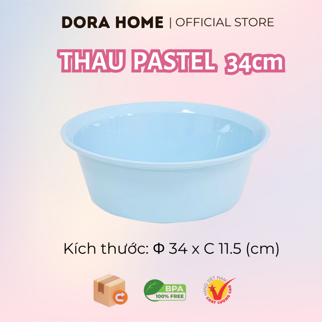 Thau Nhựa Tròn 34cm 3T4 – Nhựa Nguyên Sinh An Toàn, Không BPA – Đồ Gia Dụng Bền Chắc - DORA HOME