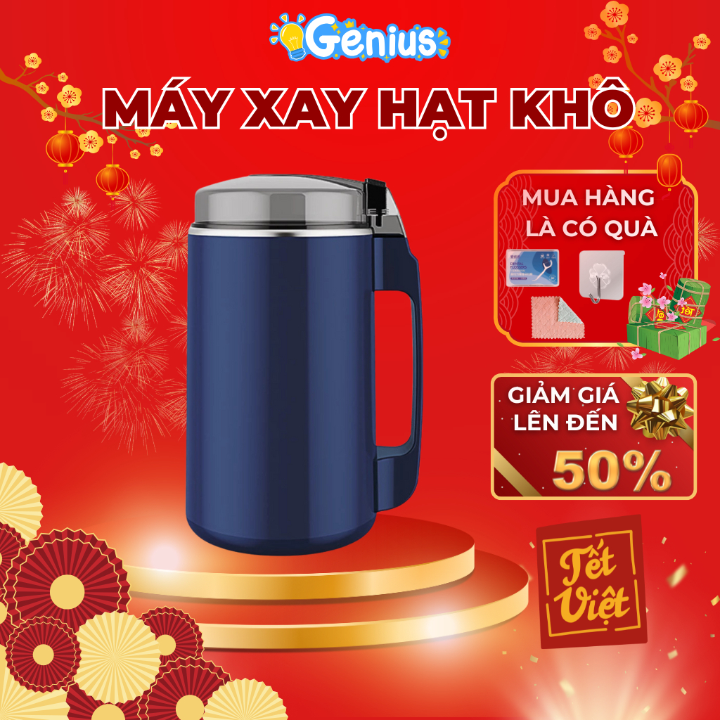 Máy Xay Hạt Khô GENIUS SMART , Máy Xay Mini , Tiện Lợi , 6 Lưỡi Dao Cực Bén,Chất Liệu Cối Inox