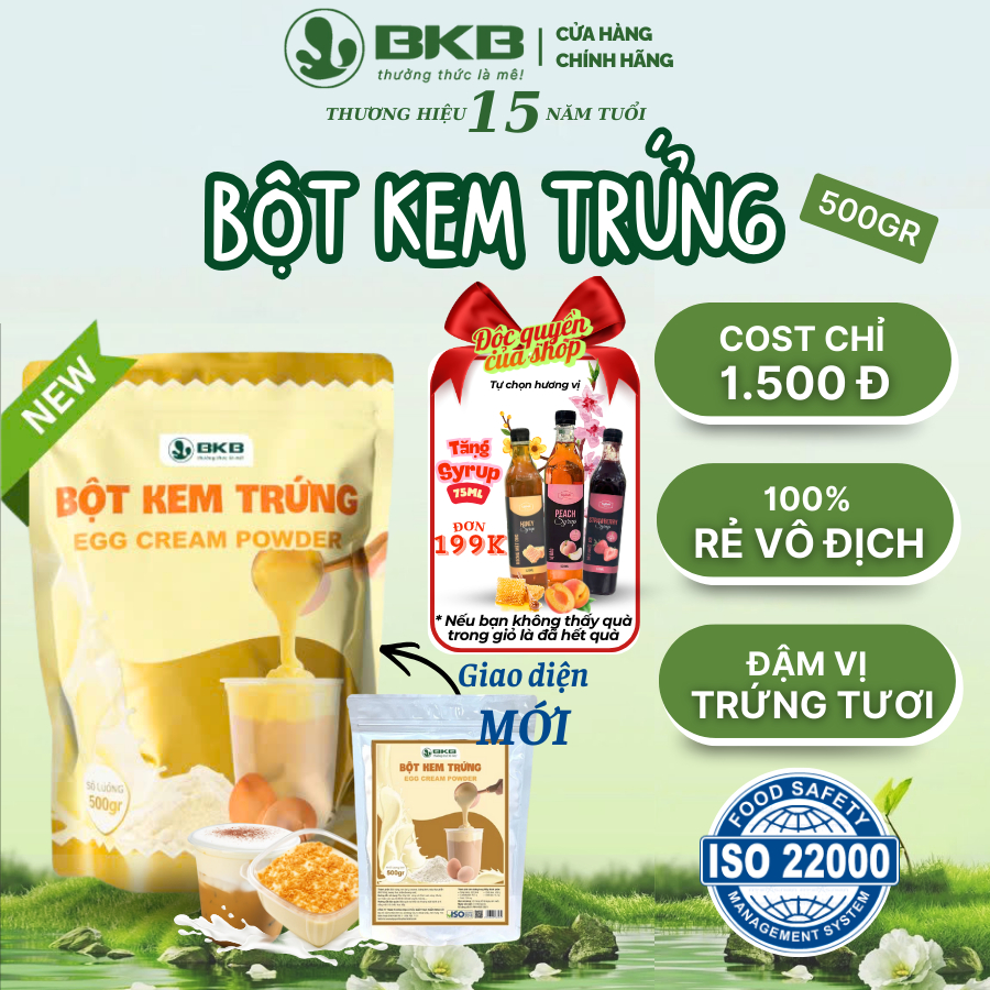 Bột Kem Trứng BKB Gói 500g Thơm Ngon, Tiện Lợi, Béo Ngậy