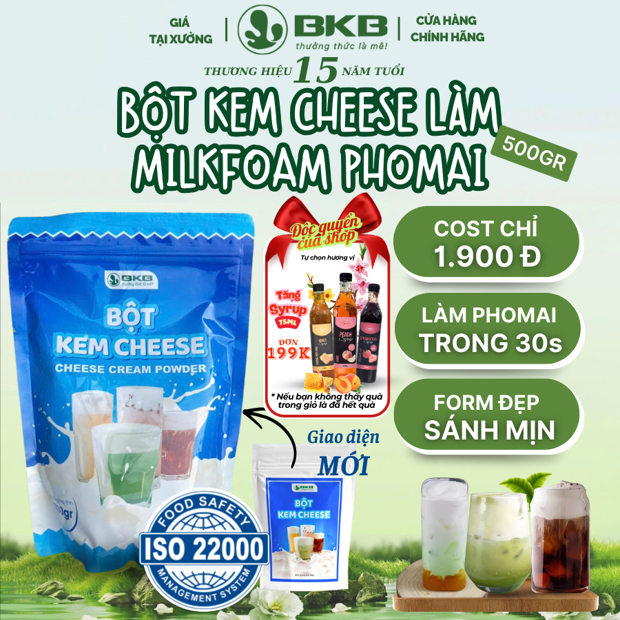 Bột Kem Cheese BKB Gói 500gr Làm Milkfoam, Machiato Trong Pha Chế Đồ Uống