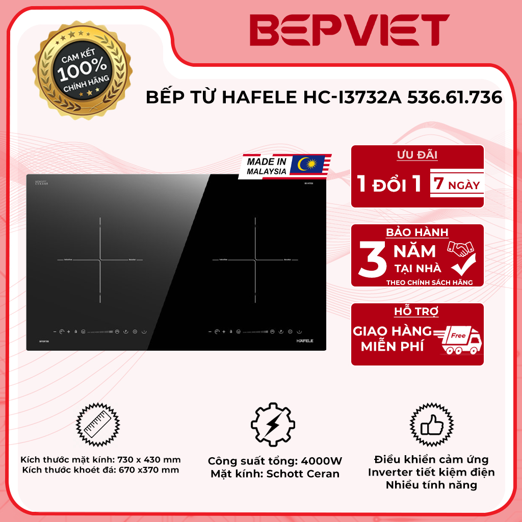 Bếp từ Hafele HC-I3732A 536.61.736, Nhập khẩu nguyên chiếc