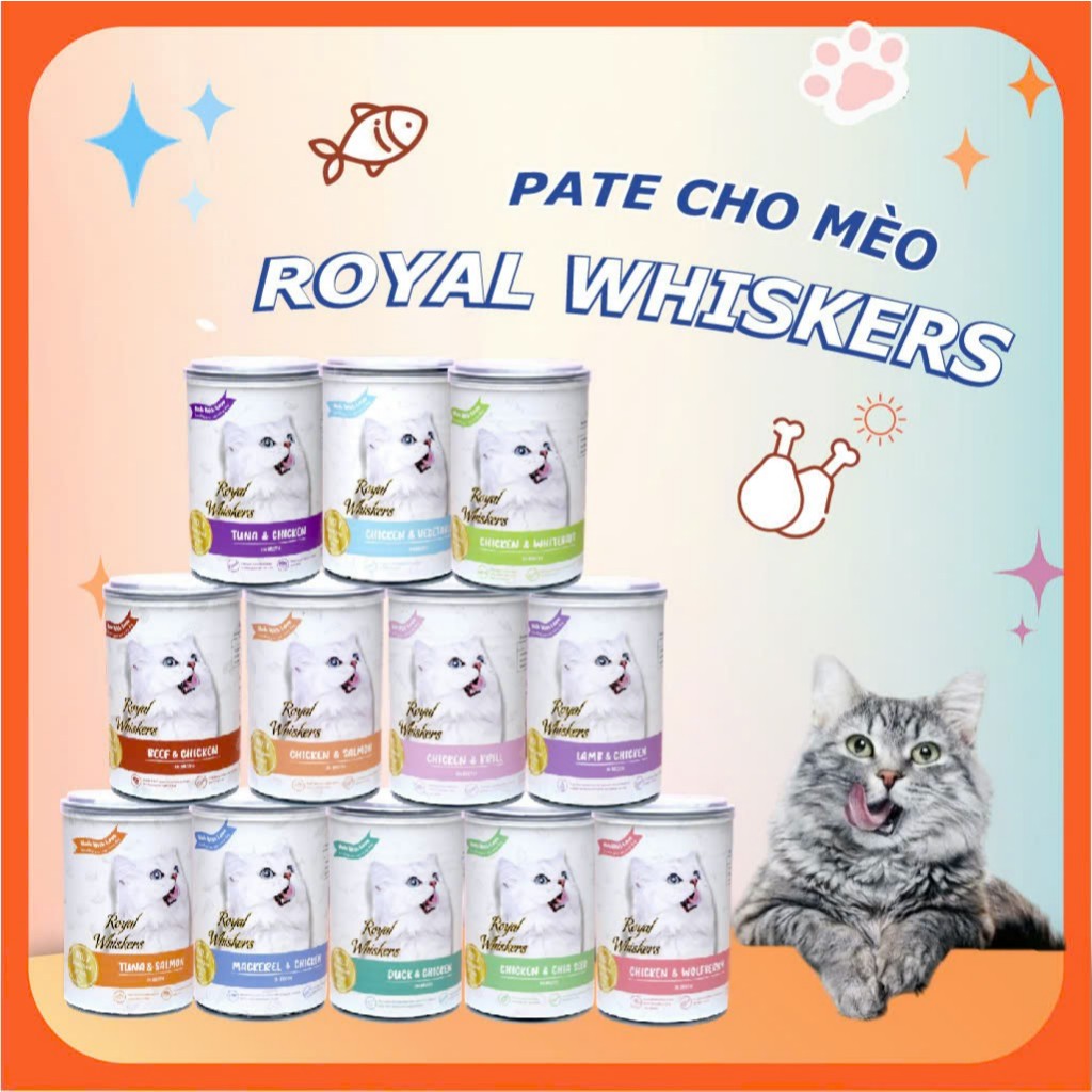 Pate mèo, pate lon  Royal Whiskers 400gr thức ăn cho mèo cung cấp đầy dủ dinh dưỡng vô cùng tiện lợi