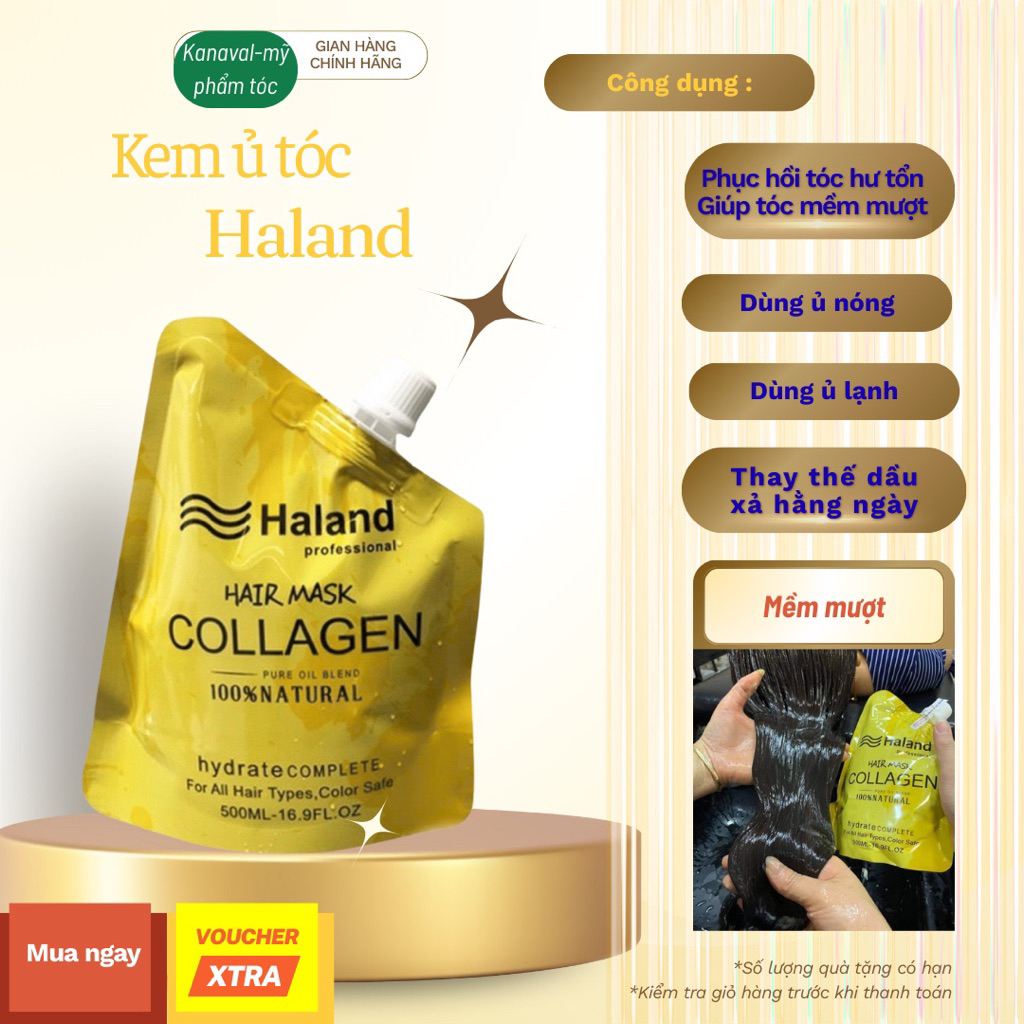 Kem Ủ Tóc Collagen Haland 500ml - Dưỡng Tóc Mềm Mượt & Bảo Vệ Tóc