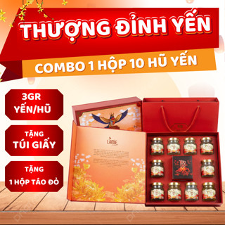 Bộ hộp quà tết 2026 cao cấp gồm: 10 hũ yến [MÃ 3GR YẾN/HŨ] + HỘP MỞ NẮP CAO CẤP + TÚI XÁCH KÈM