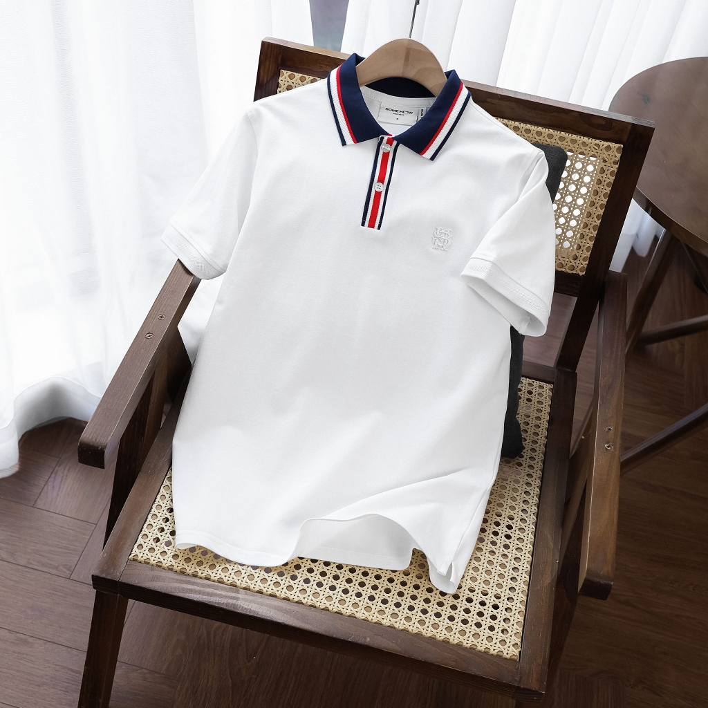 [New1] Áo Polo Slimfit White Elite Contrast Vải Cá Sấu 4 Chiều Thoải Mái Chỉn Chu Lịch Lãm, PL0211 S