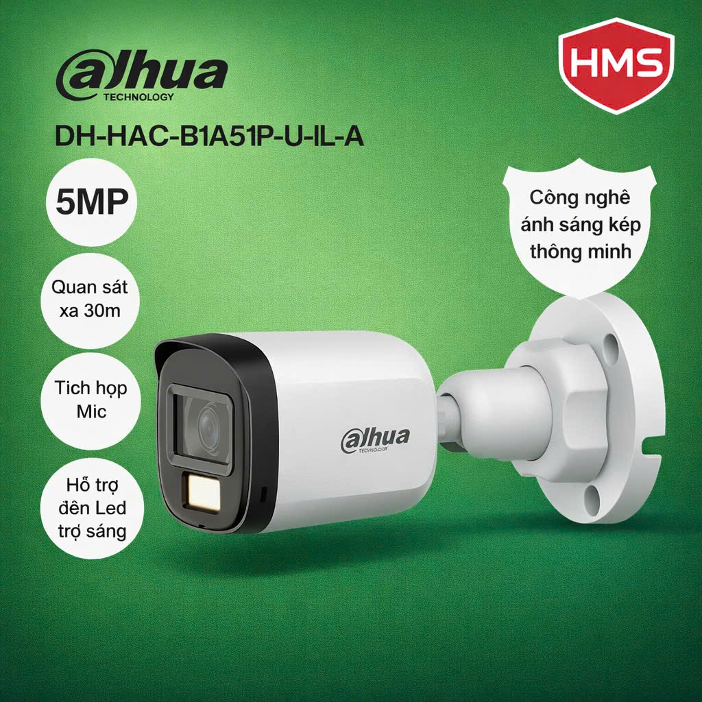 Camera 5MP màu mic đồng trục Dahua mã B1A51P-U-IL-A