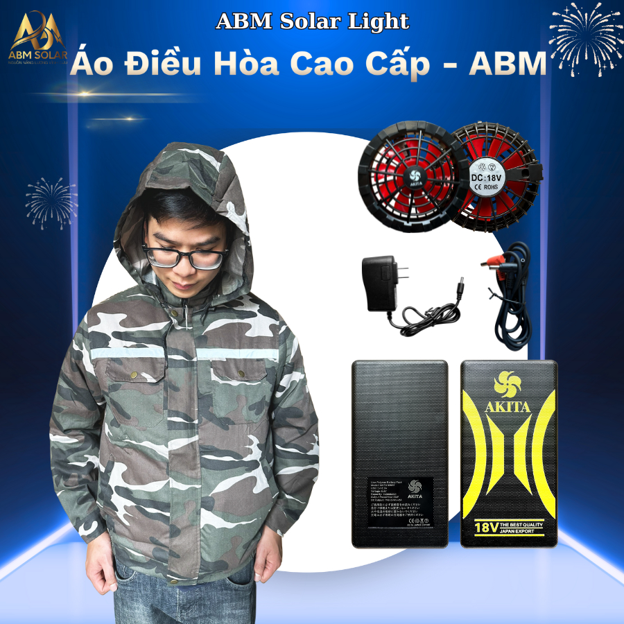 ÁO ĐIỀU HÒA  ABM Solar chống nắng tia UV Quạt gió điều hòa Pin 50000mah