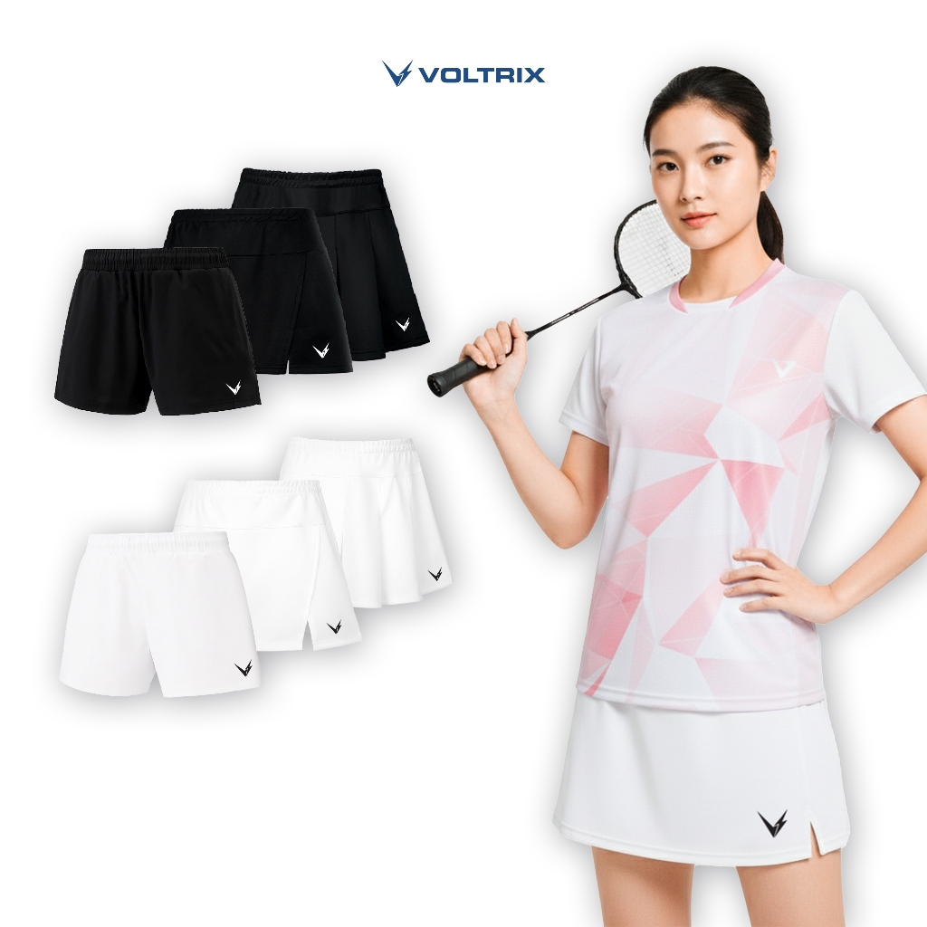 Áo Cầu Lông Nữ, Quần Cầu Lông Nữ, Vải Ánh Kim Thời Trang Áo Thể Thao Nữ VOLTRIX Mã VOLTW01