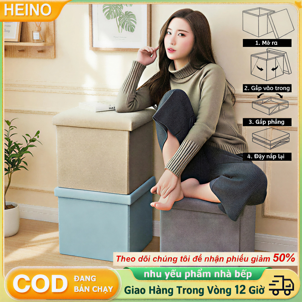 HEINO Ghế Gấp Lưu Trữ Thông Minh Cho Căn Hộ, Vải Lanh Thoáng Khí Chống Mốc Đa Năng Tiện Lợi | BigBuy360 - bigbuy360.vn