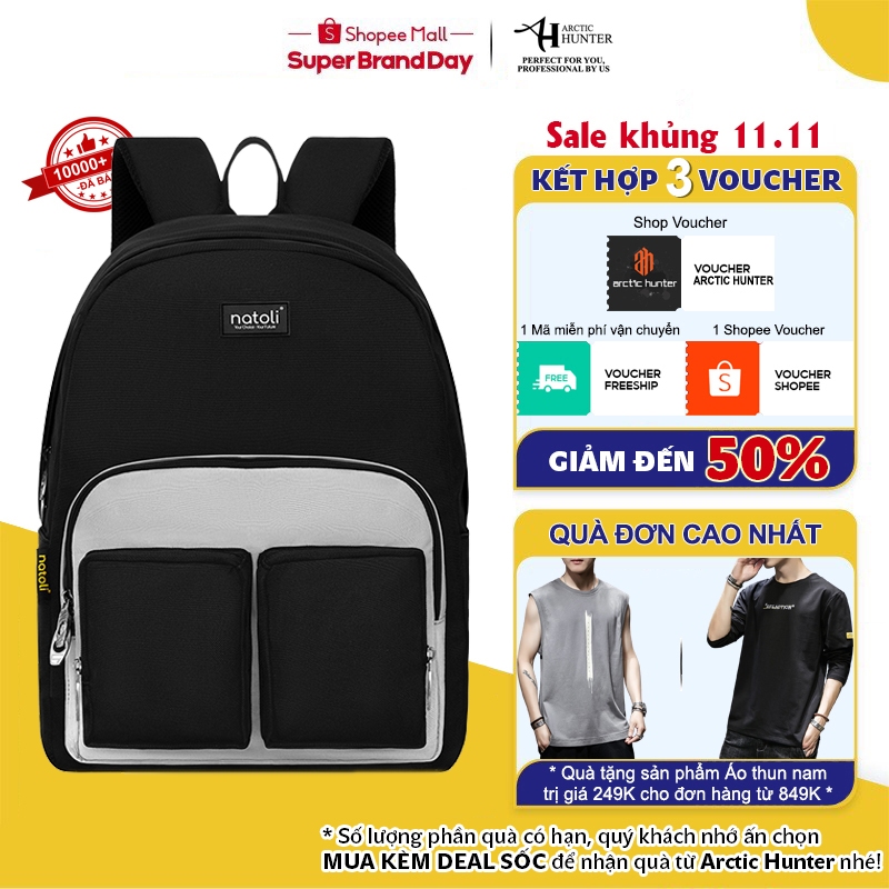 Balo Du Lịch Canvas NATOLI B5 – Balo Laptop & Đi Học Nhiều Ngăn