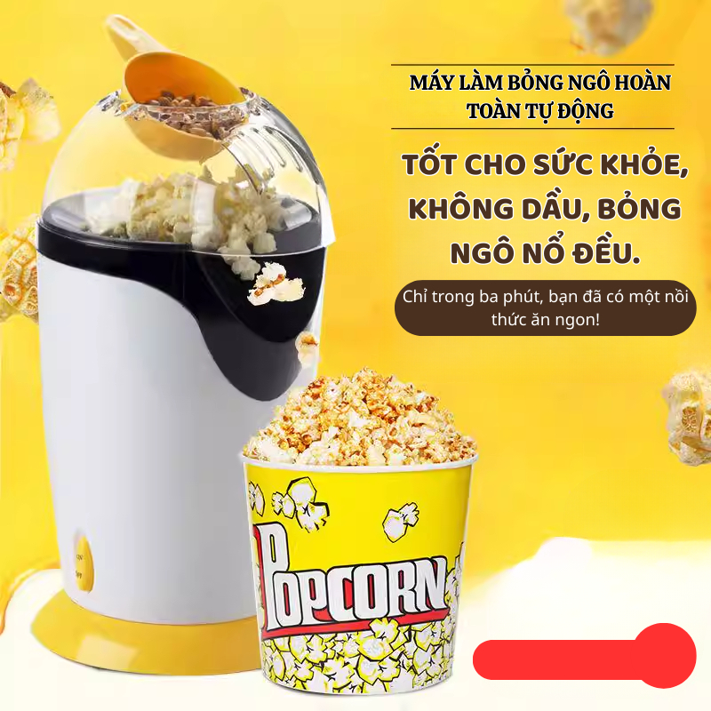 Máy làm bỏng ngô, máy làm bắp rang bơ không dầu mini 1200W công suất lớn dùng cho gia đình