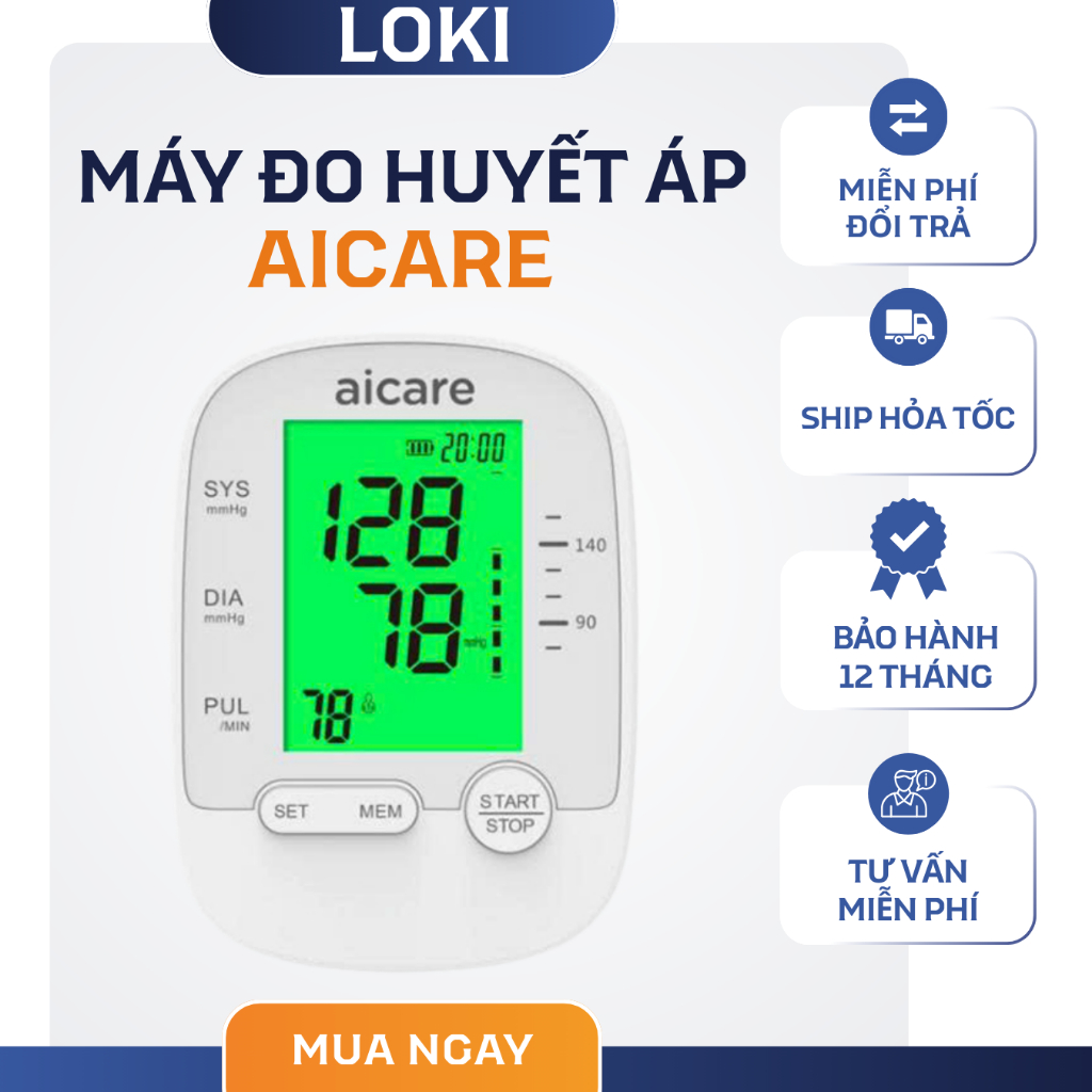 Máy Đo Huyết Áp Bắp Tay AICARE X5 Chính Hãng – Có Giọng Nói Tiếng Việt, Màn Hình Lớn, Dễ Đọc, Đo Nha