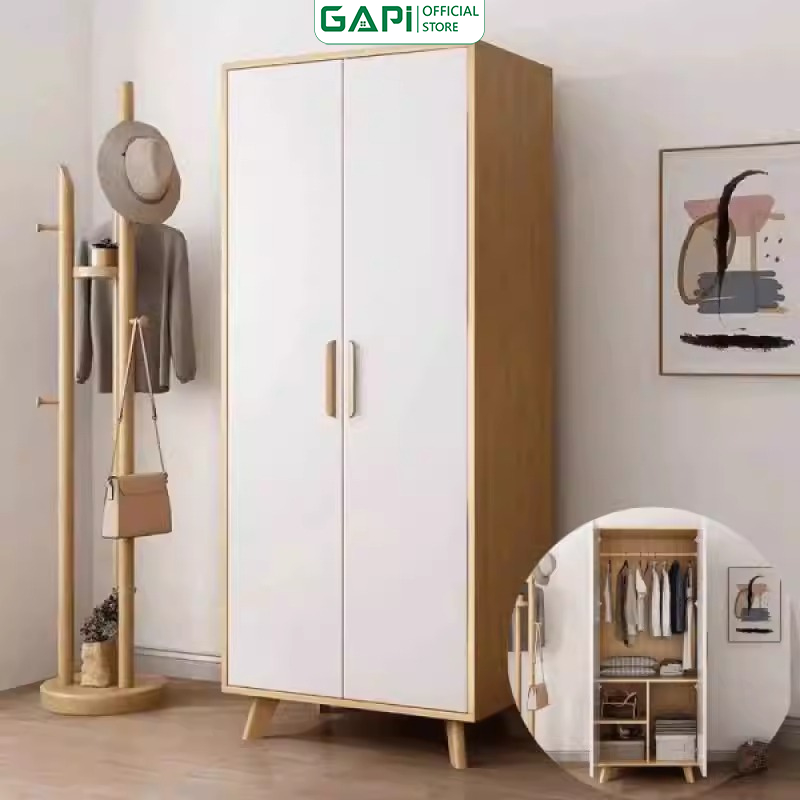 Tủ quần áo gỗ 2 cánh gỗ MDF phủ melamin phong cách Nordic thương hiệu GAPI - GP129
