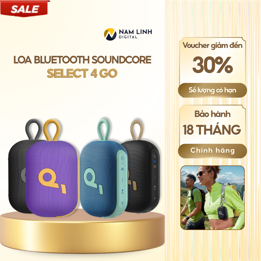 Loa bluetooth soundcore Select 4 Go - Hoạt động 20h, kháng nước, bụi