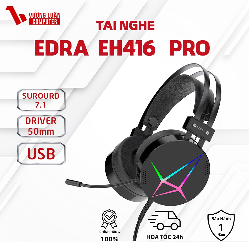 Tai nghe có dây EDRA EH416 PRO chụp tai, chân cắm usb, chính hãng