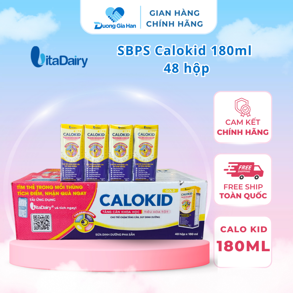 Thùng 48 hộp sữa Pha Sẵn CALOKID GOLD 180ml (t6/26)
